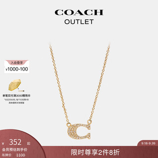 COACH 蔻驰 奥莱女士密镶经典标志时尚项链 金色 10103734186643