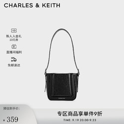 CHARLES & KEITH CHARLES&KEITH24春季CK2-10271304柔软大容量单肩斜挎水桶包 Noir黑色 M