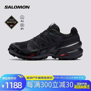 salomon 萨洛蒙 女款 户外运动防水透气舒适抓地越野跑鞋 SPEEDCROSS 6 GTX 黑色 417434 6 (39 1/3)