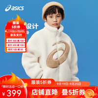 asics/亚瑟士童装羊羔绒保暖外套抗静电加厚款2024年秋冬外衣 106米白色 130cm