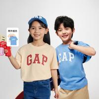 Gap 盖璞 男女童夏季2024LOGO纯棉短袖T恤套装儿童装404362两件装