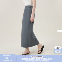 范思蓝恩复古开叉中长款半身裙2024夏季通勤直筒高腰裙12949 深灰色 XL