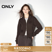 ONLY2024秋季运动休闲纯棉字母V领开衫短款卫衣女|12438L003 E11 暗夜黑色 155/76A/XS