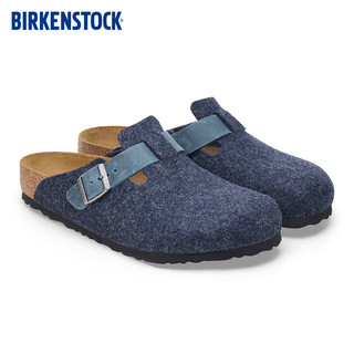 BIRKENSTOCK勃肯男女款羊毛毡软木半拖包头凉拖鞋Boston系列 蓝色/午夜蓝常规版1028279 38