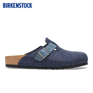 BIRKENSTOCK勃肯男女款羊毛毡软木半拖包头凉拖鞋Boston系列 蓝色/午夜蓝常规版1028279 38