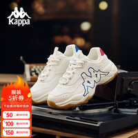 KAPPA卡帕男鞋厚底老爹鞋2024秋季男女复古跑鞋厚底休闲运动鞋 冬日白 35