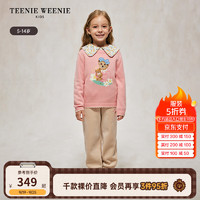 Teenie Weenie Kids小熊童装24秋冬女童提花花边羊毛套头毛衣 粉色 120cm