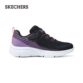 斯凯奇（Skechers）魔术贴运动鞋柔软舒适跑鞋303607L 黑色/紫色/BKPR 28.5码