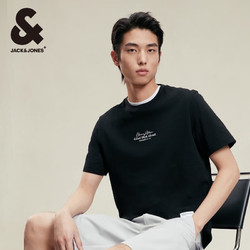 JACK&JONES 杰克琼斯 杰克·琼斯（JACK&JONES） 百搭字母胶印多色上衣纯棉圆领直筒短袖T恤男装224201148