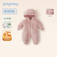 JELLYBABY婴儿连体衣女宝宝新生幼儿北极绒男婴童爬服宝宝哈衣2024 粉色 100CM