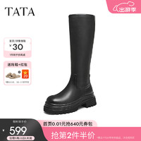 他她（TATA）厚底过膝长筒靴女靴子弹力显瘦高靴2024冬季W7N06DG4 黑色 36