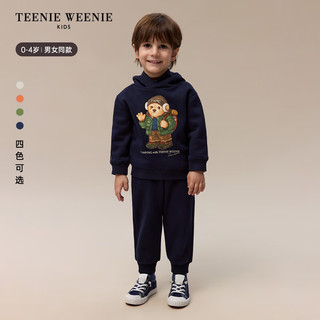 Teenie Weenie Kids小熊童装24秋冬新男女宝休闲百搭加绒连帽卫衣 橙色 110cm