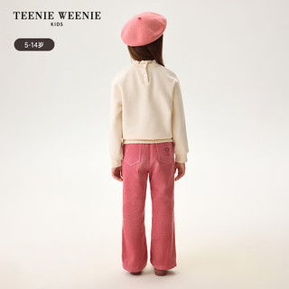 Teenie Weenie Kids小熊童装24秋冬新女童印花蕾丝半高领加绒卫衣 象牙白 140cm