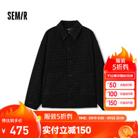 森马（Semir）夹克男2024冬季牛仔外套肌理雪尼尔教练服潮酷 牛仔黑98301 175/92A/L