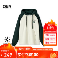 森马 Semir中国国家地理系列卫衣女图案2024加绒宽松冬装 白绿色调00314 155/80A/S