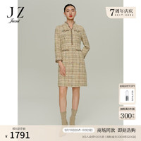 玖姿（JUZUI）气质静奢小香风连衣裙女2024秋季JWDQ50015 格子卡其 XL