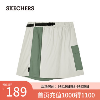 斯凯奇（Skechers）女款梭织撞色工装短裙裤高腰摆裙型L224W151 银灰色/001K M