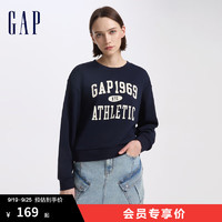 Gap女装2024初秋撞色字母logo圆领卫衣宽松经典款上衣640337 海军蓝 175/92A(XL) 亚洲尺码