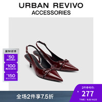 URBAN REVIVO2024秋季女士摩登蝴蝶结尖头空鞋UAWS40199 棕红 37