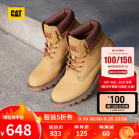 卡特彼勒CAT卡特24秋季女士户外休闲经典彩色女靴牛皮高帮休闲鞋工装靴 黄色 38
