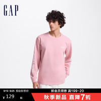 Gap 盖璞 男女装2024初秋新款字母logo棉质长袖T恤简约宽松上衣638812