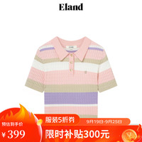 ELAND衣恋POLO衫女基础款百搭针织短袖舒适毛衣T恤 粉色(25)Pink S/160