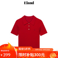 ELAND衣恋POLO衫女基础款百搭针织短袖舒适毛衣T恤 红色(20)Red M/165