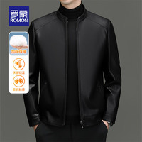 罗蒙(ROMON)加棉仿PU皮皮衣男2024冬季商务休闲百搭易打理外套 黑色 195