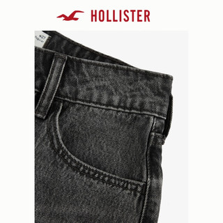 HOLLISTER24秋季复古宽松深色直筒五袋牛仔裤 女 KI355-4450 灰黑色 150/66A 2短版