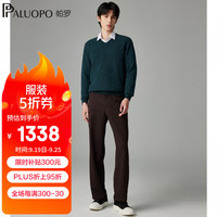 帕罗（PALUOPO）V领纯山羊绒衫男士菱格提花针织2024秋冬新品厚款保暖打底毛衣