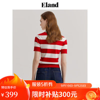 ELAND衣恋POLO衫女基础款百搭针织短袖舒适毛衣T恤 深红色(21)D/Red S/160