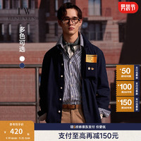 Teenie Weenie Men【AARON CHANG联名】小熊男装休闲衬衫2024秋季长袖外套男士 藏青色 165/S