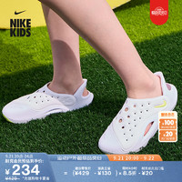 NIKE 耐克 官方男女童大童凉鞋夏季新款包头溯溪洞洞支撑抓地FV6363 100白/荧光黄/白金色 38.5