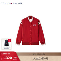 TOMMY HILFIGER24秋冬童装女学院风拼色刺绣按扣棒球领夹克TH2432149 红色106 L/155cm