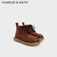 CHARLES&KEITH简约厚底系带短靴马丁靴女CK1-90900117 Cognac白兰地色 35