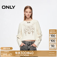 ONLY2024秋季休闲百搭潮流印花纯棉圆领短款卫衣女|12439S015 A06 太古白色 160/80A/S