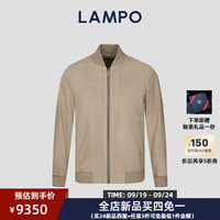 蓝豹（LAMPO）【24AW】秋冬新复古回潮季胎牛皮男士棒球领真皮夹克短款皮衣 米色 48