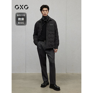 GXG男装菱格纹衬衫式轻薄羽绒服男鹅绒外套 24冬季 黑色 190/XXXL