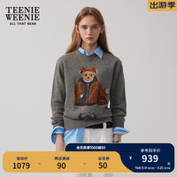 Teenie Weenie小熊2024年秋季格雷系绵羊毛混纺圆领针织衫毛衣 灰色 165/M