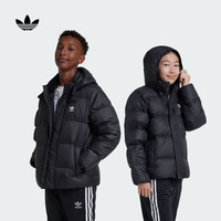 adidas 570蓬运动连帽保暖羽绒服男大童儿童冬阿迪达斯三叶草 黑色 170CM