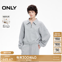 ONLY2024冬季休闲时尚宽松翻领纯棉落肩卫衣女|12449S003 E17 鲨灰紫色 170/88A/L