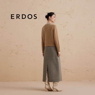 ERDOS 24秋冬羊毛混纺直筒裙极简百搭格雷系遮肉显瘦女半身裙 锡器灰 175/76A/XL