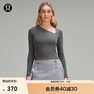 lululemon 丨Soft Ribbed 女士不对称款罗纹长袖 T 恤 LW3HXNS 石墨灰