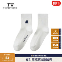 Teenie Weenie Men小熊男装袜子2024冬季字母印花刺绣中筒袜 象牙白 1双 FRE