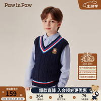 PawinPaw卡通小熊童装2024年秋冬男童毛织马甲 Navy藏青色/59 120cm