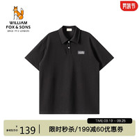 William fox&sons 轻薄织造工艺面料硅胶LOGO宽松休闲POLO衫套装短袖男 黑色 L