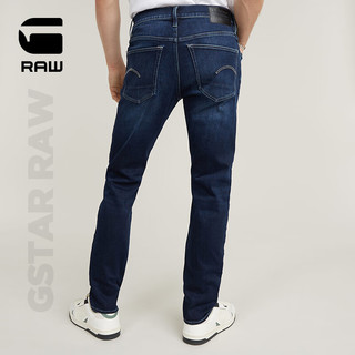 G-STAR RAW24秋冬3301牛仔裤修身潮流弹力多口袋经典时尚男士长裤D25742 蓝黑色调 （拍大1码） 3230