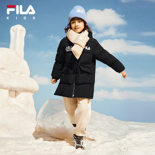 FILA【斐护科技】斐乐童装儿童羽绒服2024冬季男女童中长外套 传奇蓝-NV 130cm