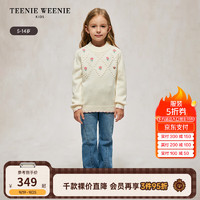 Teenie Weenie Kids小熊童装24秋冬女童刺绣圆领花边羊毛毛衣 乳白色 160cm