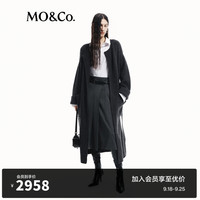 MO&Co.2024秋绵羊毛羊驼毛坑条纹宽松长款毛织外套MBD3CART06 深花灰色 XS/155